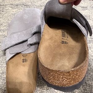 Birkenstock Nagoya Gray Leather Slip-On Clogs